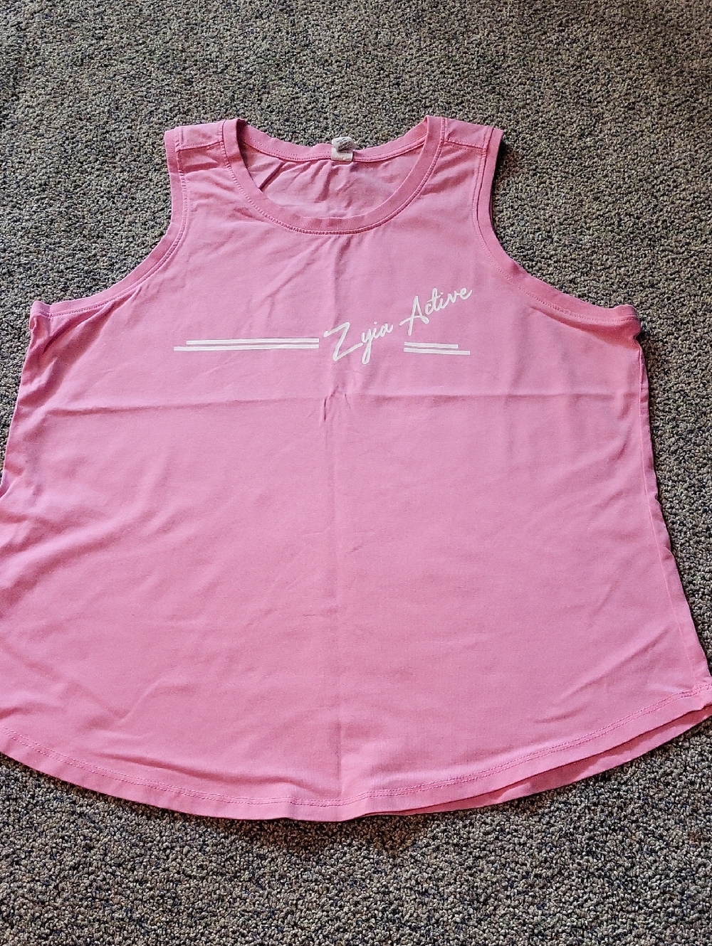 ZYIA Pink Scoop Neck Active Tank with Script Logo